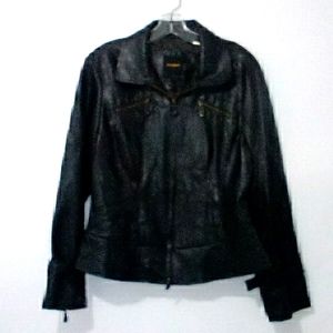 Spanner brown faux leather moto jacket